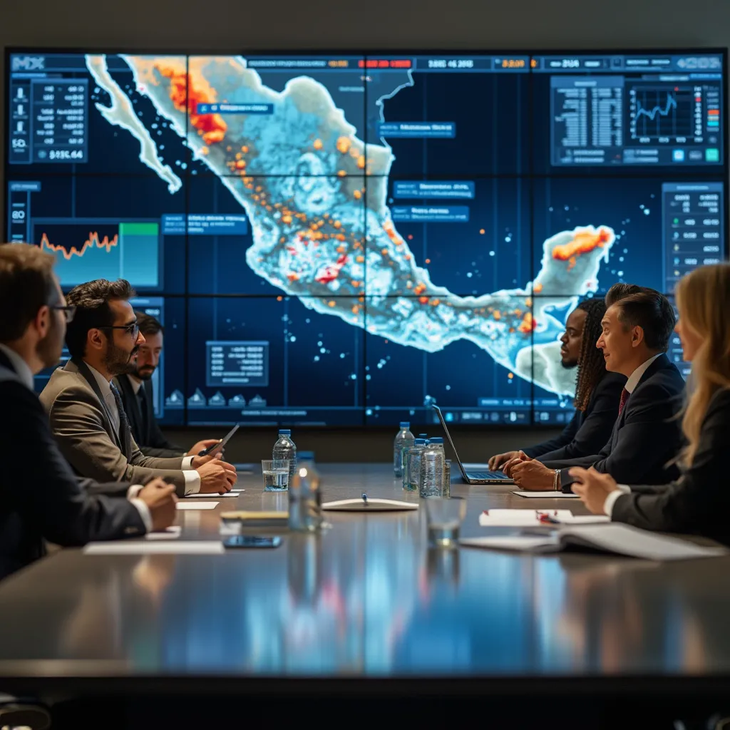 Reunión estratégica del equipo directivo de InversionesMX analizando el mercado.